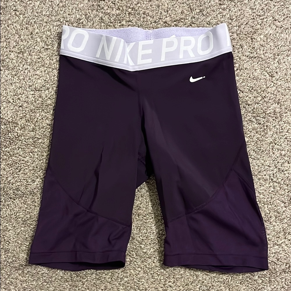 Nike Pro Dark Purple Shorts with White Logo